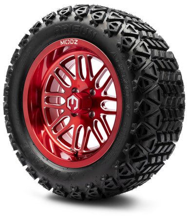 MODZ® 14" Mayhem Brushed Red with Ball Mill Wheels & Off-Road Tires Combo