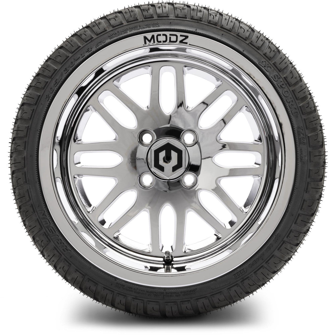MODZ® 14" Mayhem Chrome Wheels & Street Tires Combo