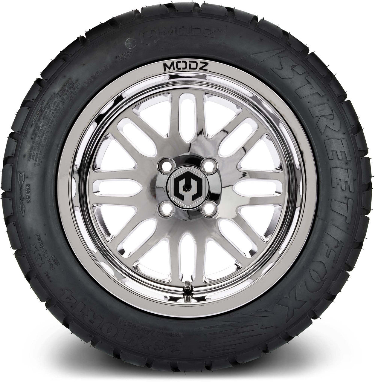 MODZ® 14" Mayhem Chrome Wheels & Street Tires Combo