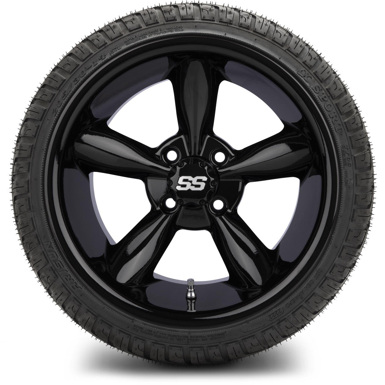 MODZ® 14" Godfather Glossy Black Wheels & Street Tires Combo