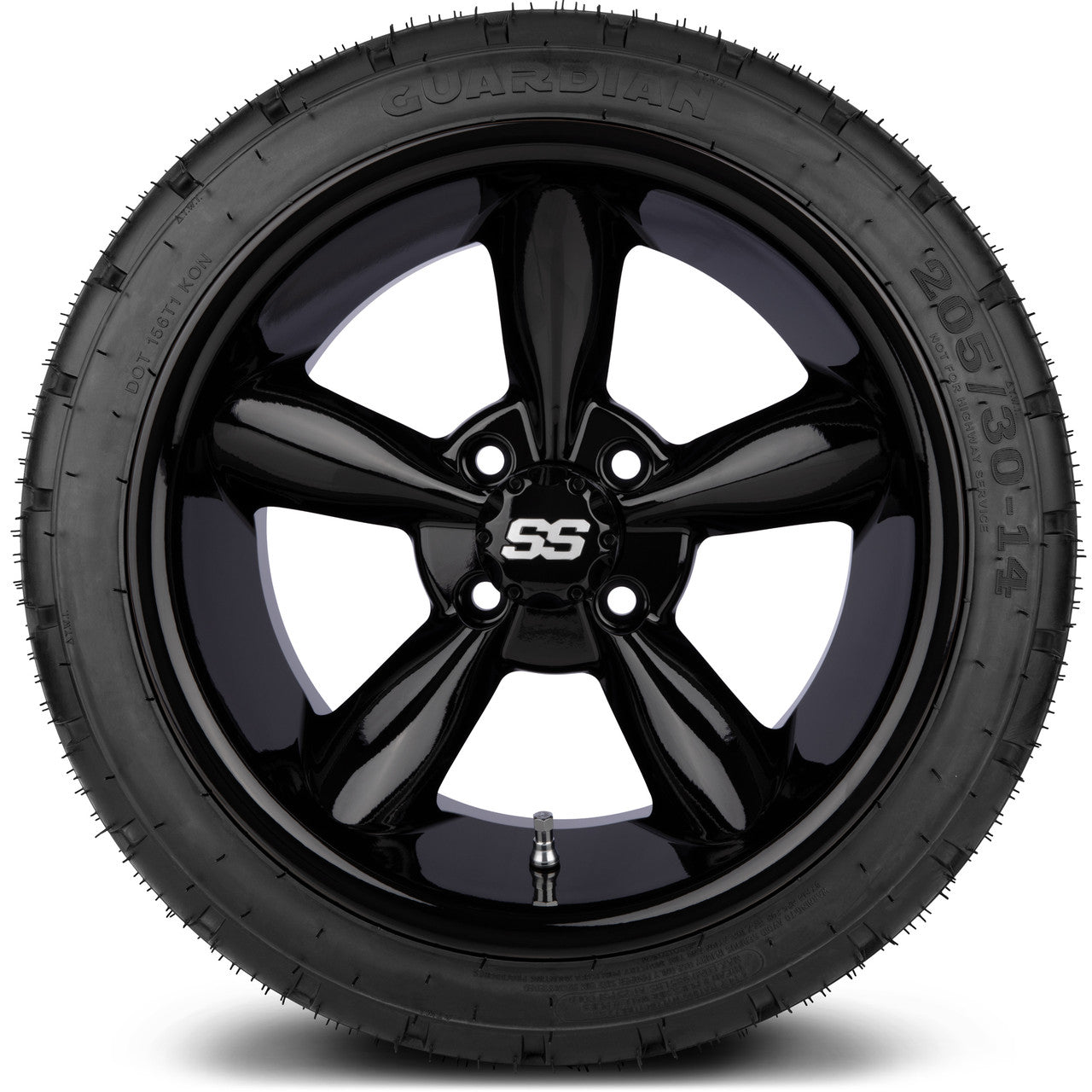 MODZ® 14" Godfather Glossy Black Wheels & Street Tires Combo