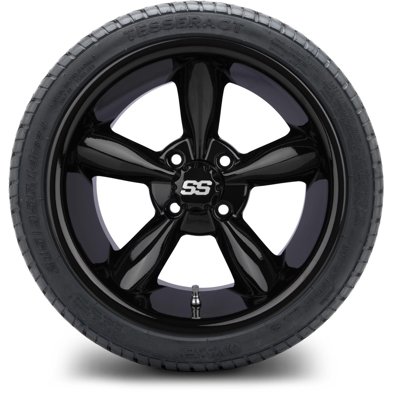 MODZ® 14" Godfather Glossy Black Wheels & Street Tires Combo