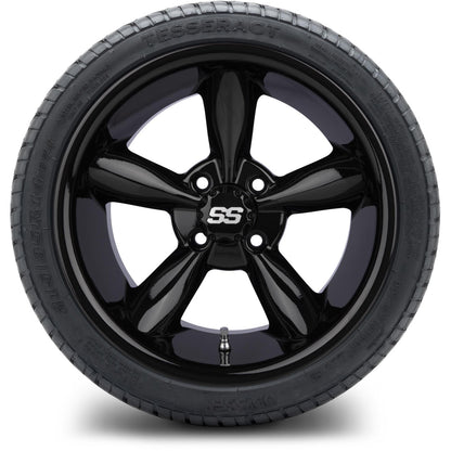 MODZ® 14" Godfather Glossy Black Wheels & Street Tires Combo