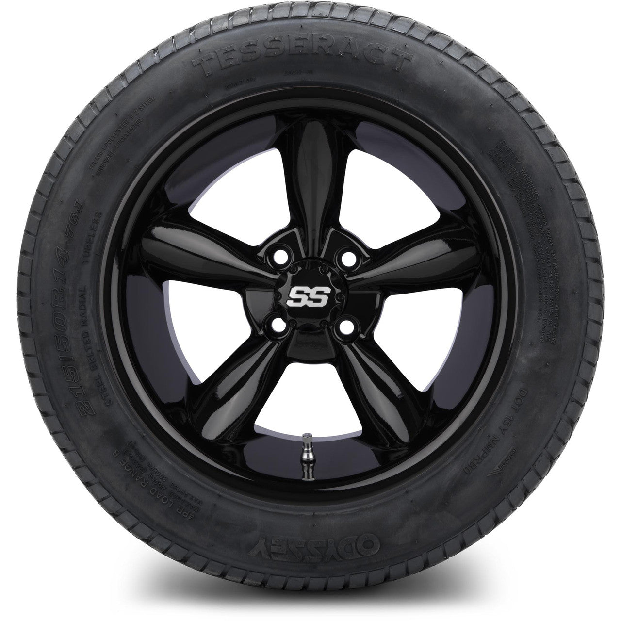 MODZ® 14" Godfather Glossy Black Wheels & Street Tires Combo