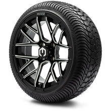 MODZ® 14" Matrix Glossy Black Ball Mill Wheels & Street Tires Combo