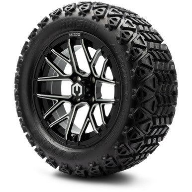 MODZ® 14" Matrix Glossy Black Ball Mill Wheels & Off-Road Tires Combo