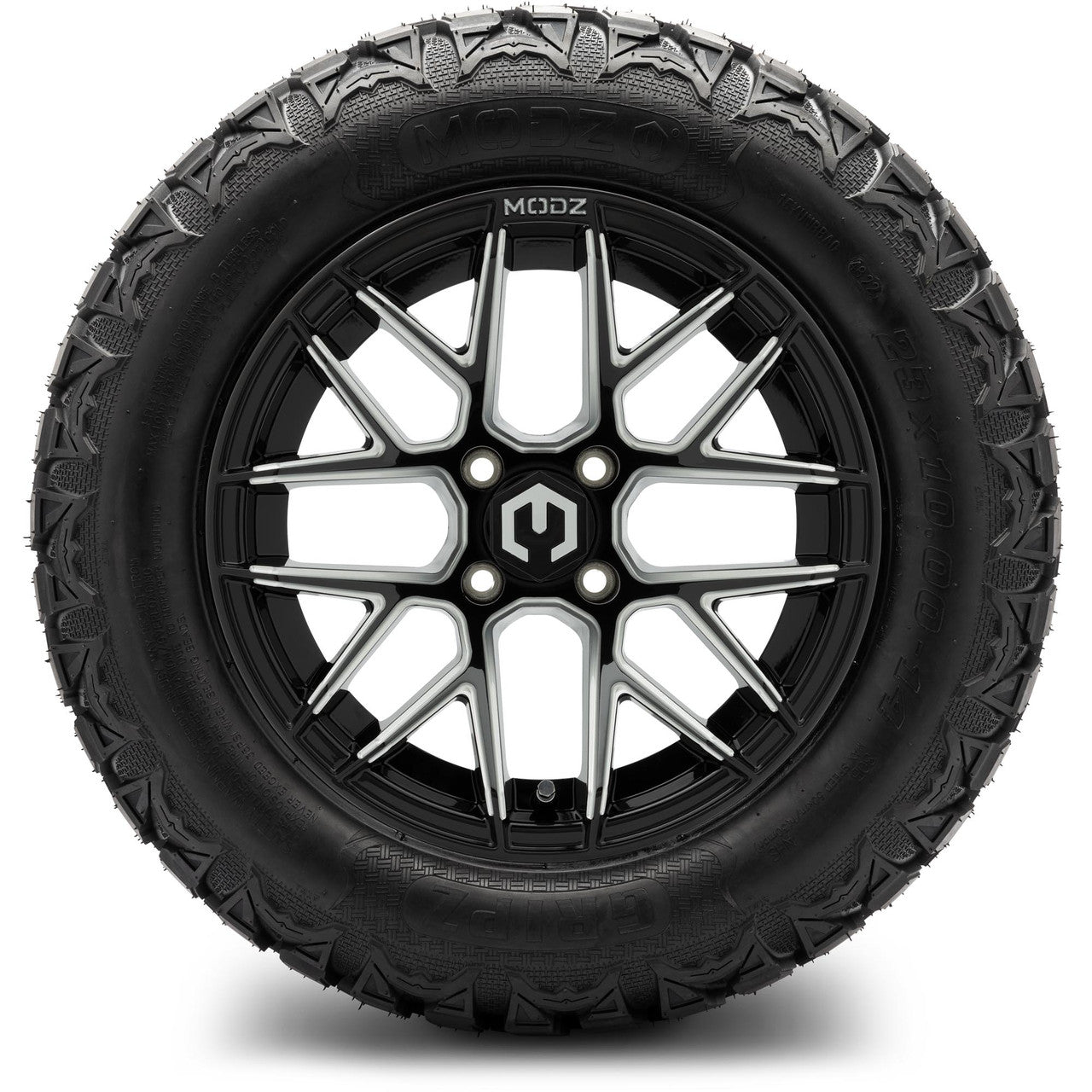 MODZ® 14" Matrix Glossy Black Ball Mill Wheels & Off-Road Tires Combo