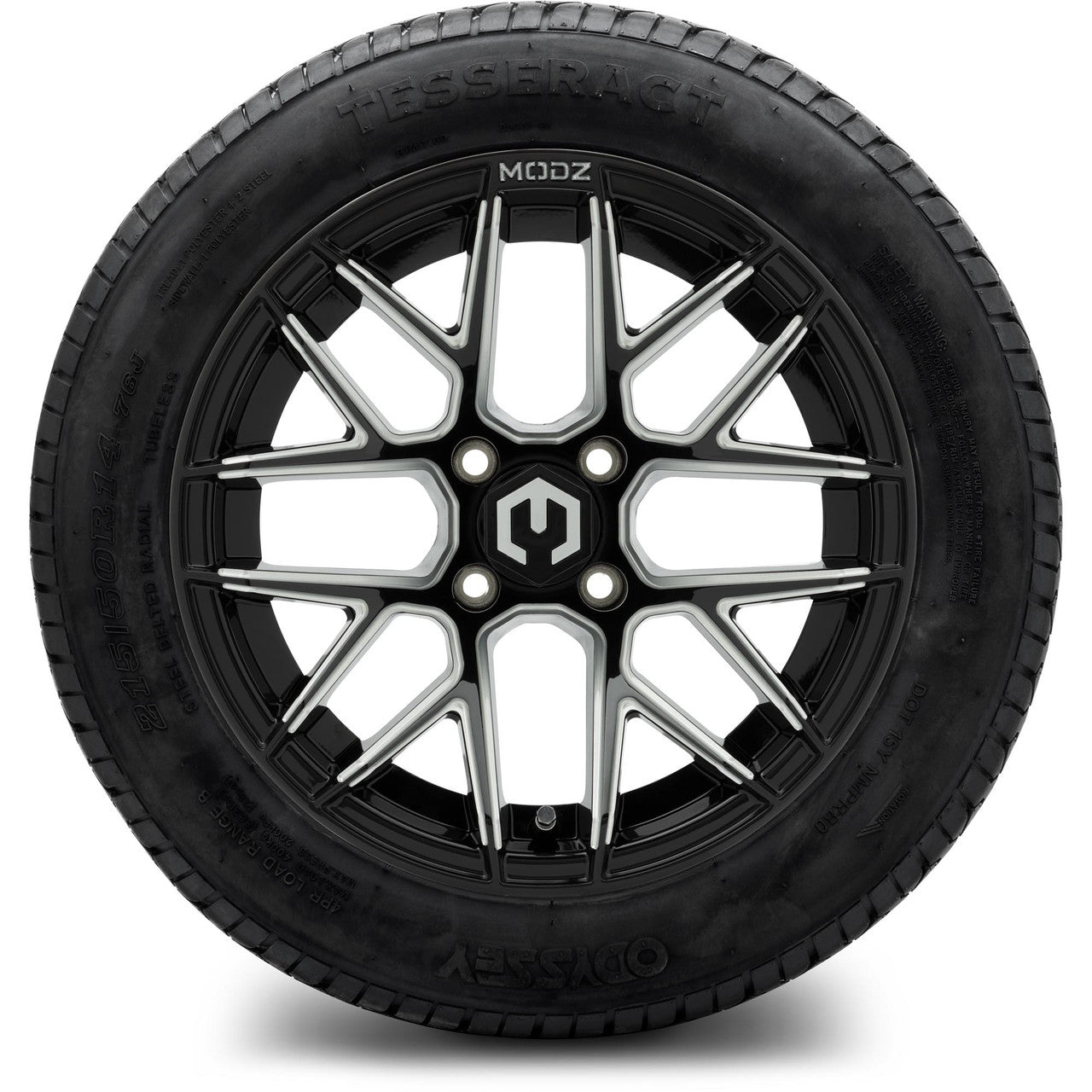 MODZ® 14" Matrix Glossy Black Ball Mill Wheels & Street Tires Combo