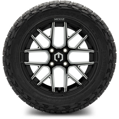 MODZ® 14" Matrix Glossy Black Ball Mill Wheels & Off-Road Tires Combo