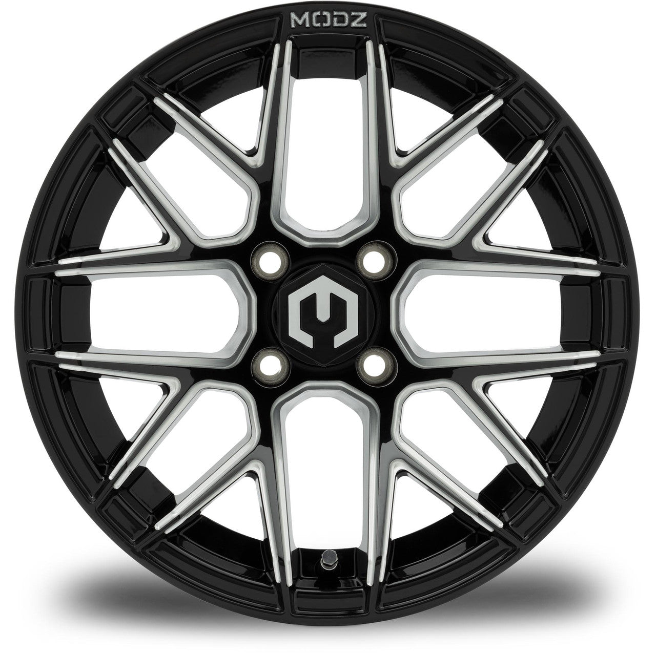 MODZ® Matrix Glossy Black Ball Mill 14" Golf Cart Wheel