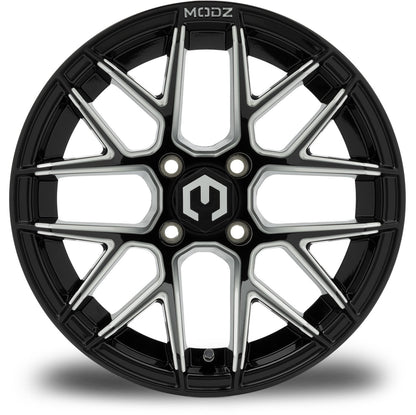 MODZ® Matrix Glossy Black Ball Mill 14" Golf Cart Wheel