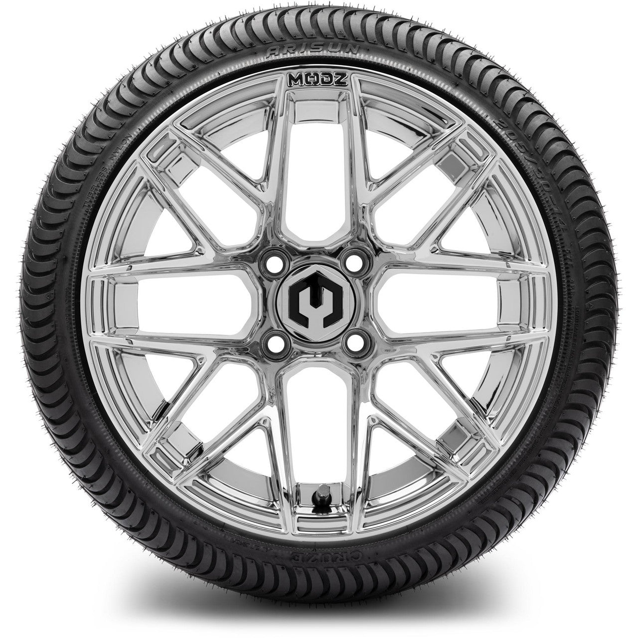 MODZ® 14" Matrix Chrome Wheels & Street Tires Combo