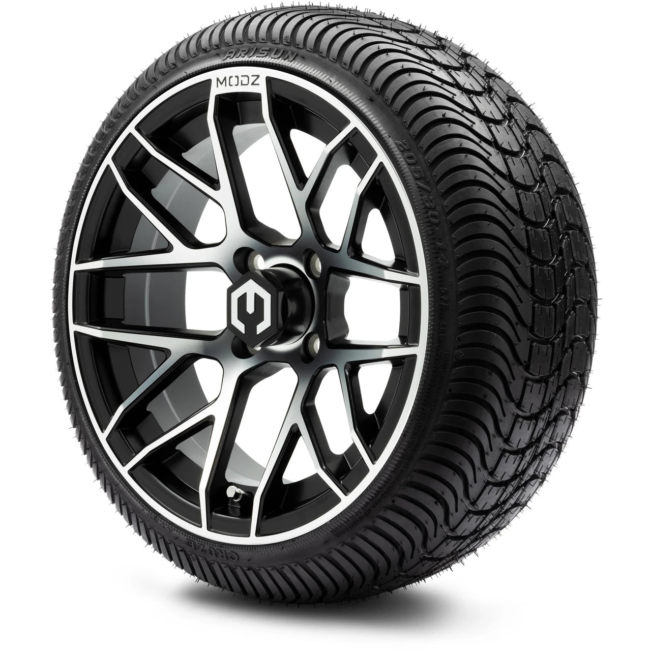 MODZ® 14" Matrix Machined Black Wheels & Street Tires Combo