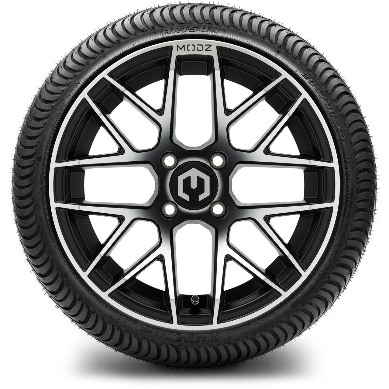 MODZ® 14" Matrix Machined Black Wheels & Street Tires Combo