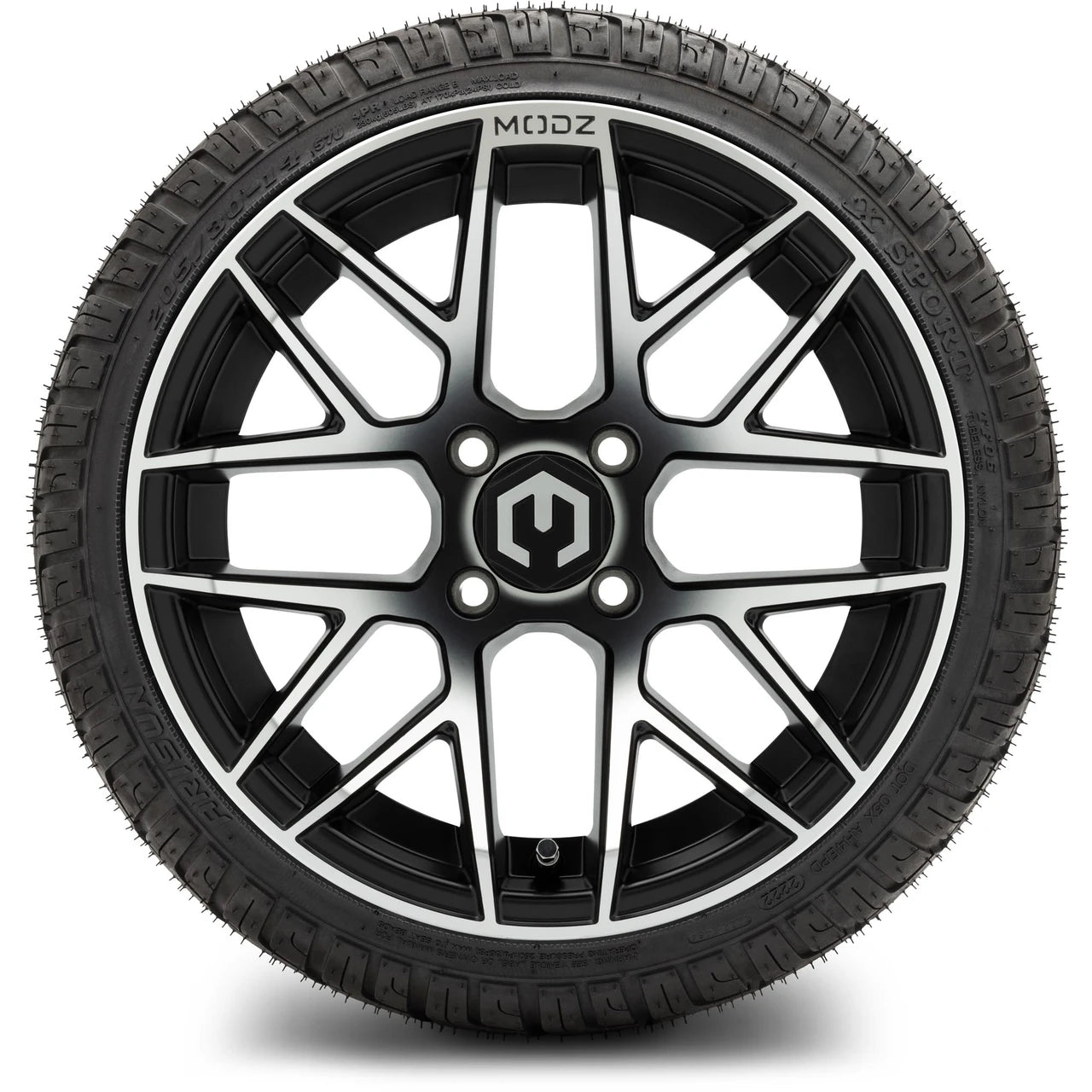 MODZ® 14" Matrix Machined Black Wheels & Street Tires Combo