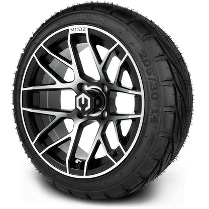 MODZ® 14" Matrix Machined Black Wheels & Street Tires Combo