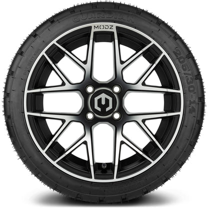 MODZ® 14" Matrix Machined Black Wheels & Street Tires Combo