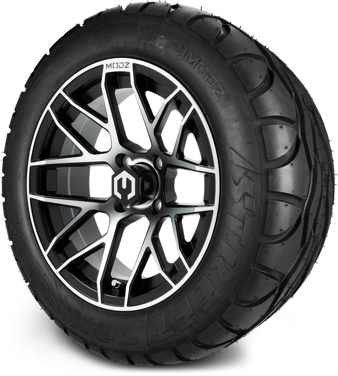MODZ® 14" Matrix Machined Black Wheels & Street Tires Combo