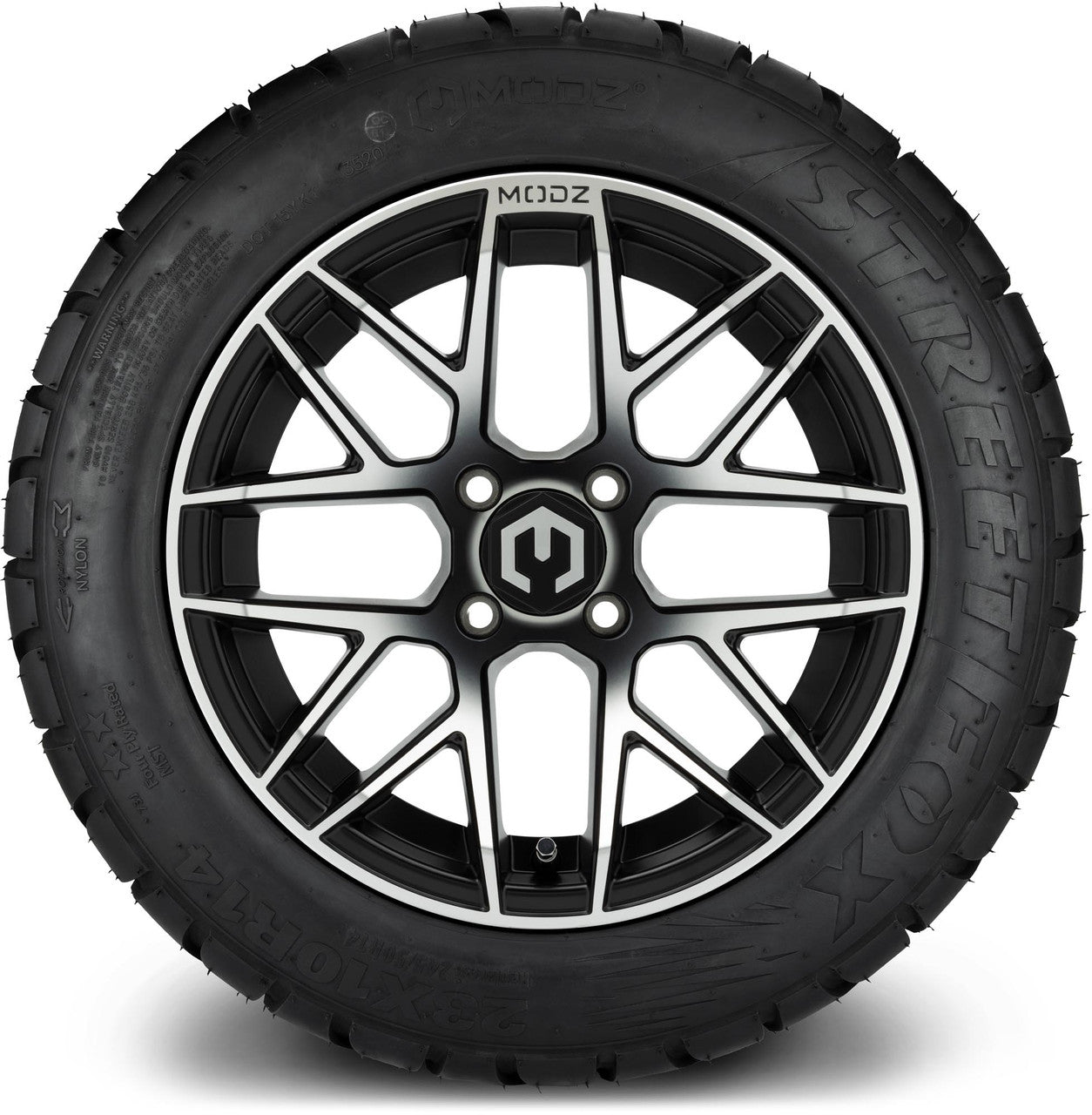 MODZ® 14" Matrix Machined Black Wheels & Street Tires Combo