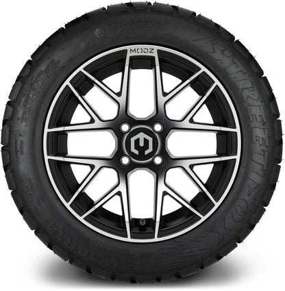 MODZ® 14" Matrix Machined Black Wheels & Street Tires Combo