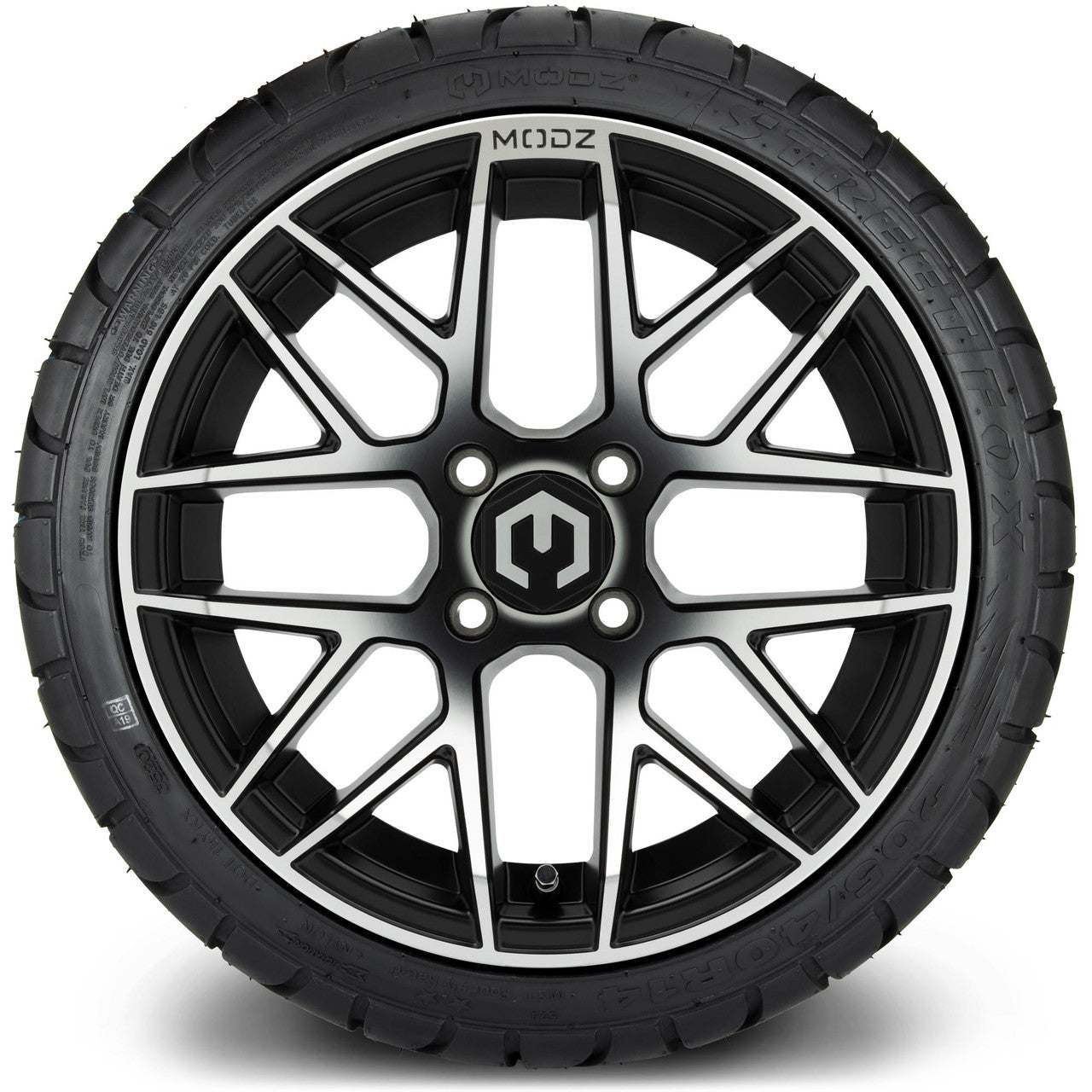MODZ® 14" Matrix Machined Black Wheels & Street Tires Combo