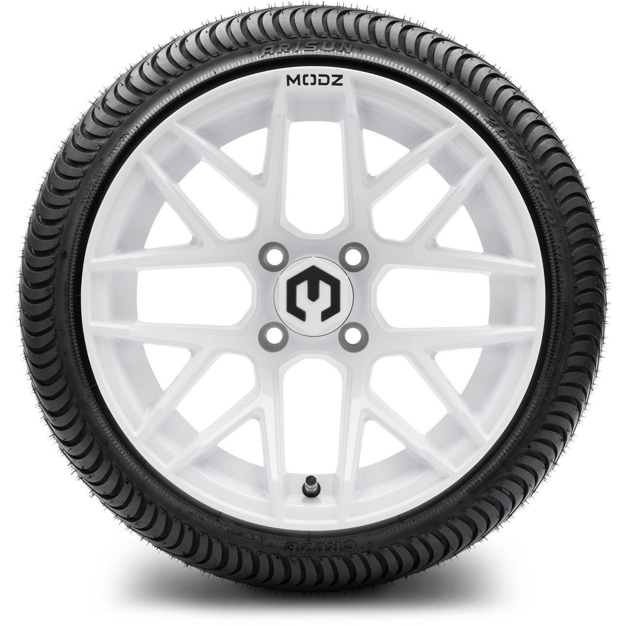 MODZ® 14" Matrix Glossy White Wheels & Street Tires Combo