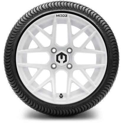 MODZ® 14" Matrix Glossy White Wheels & Street Tires Combo