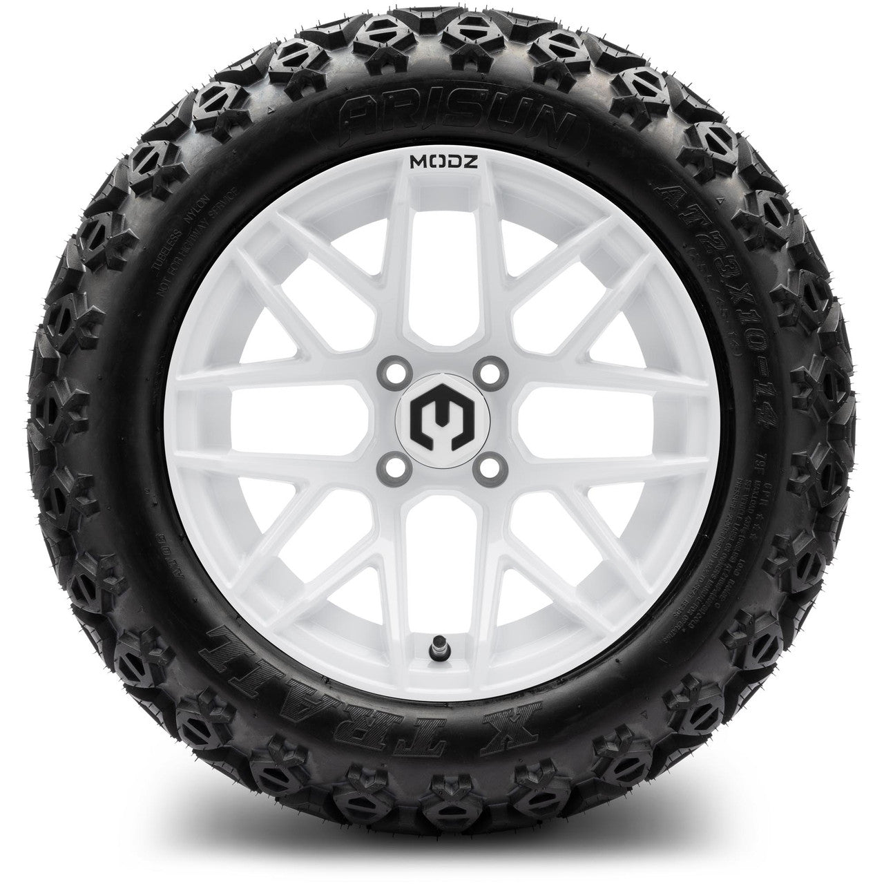 MODZ® 14" Matrix Glossy White Wheels & Off-Road Tires Combo