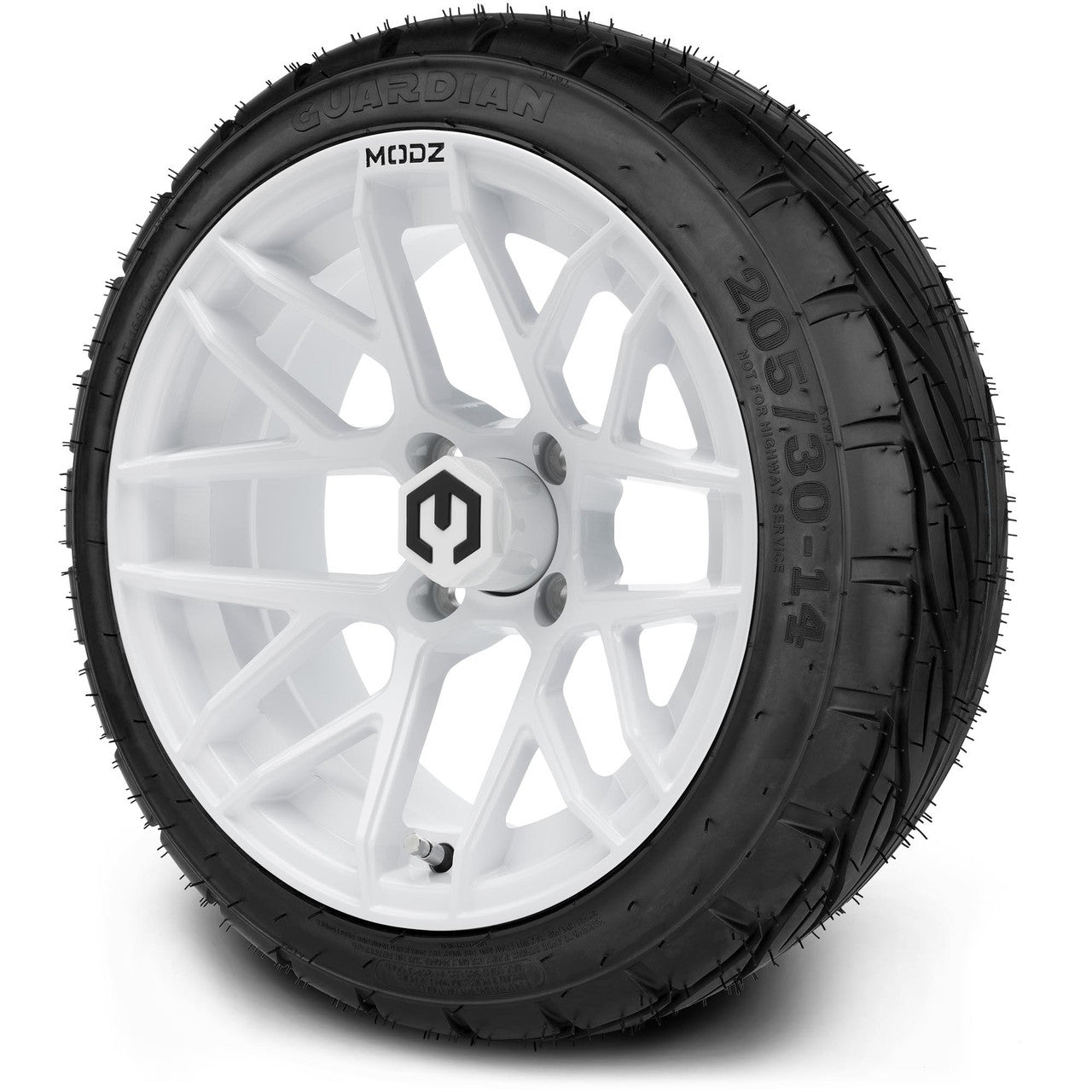 MODZ® 14" Matrix Glossy White Wheels & Street Tires Combo