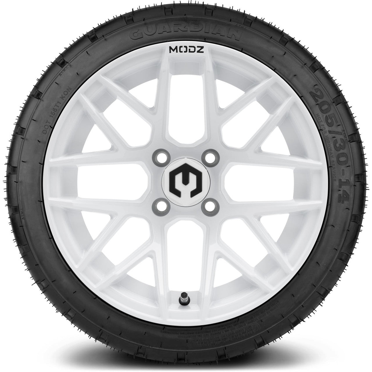 MODZ® 14" Matrix Glossy White Wheels & Street Tires Combo