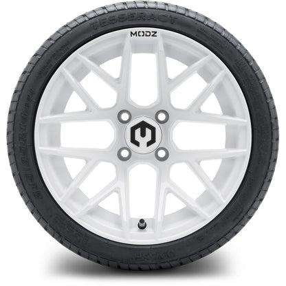 MODZ® 14" Matrix Glossy White Wheels & Street Tires Combo