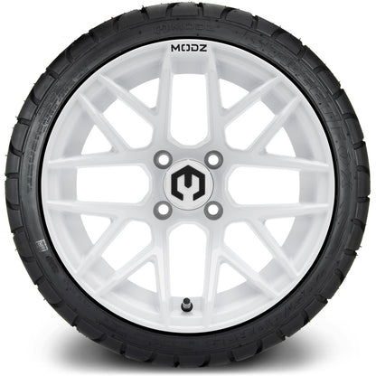 MODZ® 14" Matrix Glossy White Wheels & Street Tires Combo