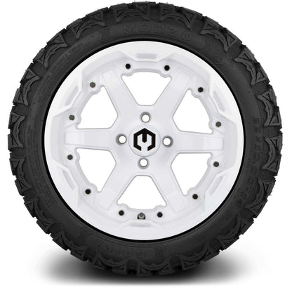MODZ® 14" Gladiator Glossy White Wheels & Off-Road Tires Combo