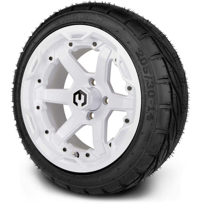 MODZ® 14" Gladiator Glossy White Wheels and Street Tires Combo