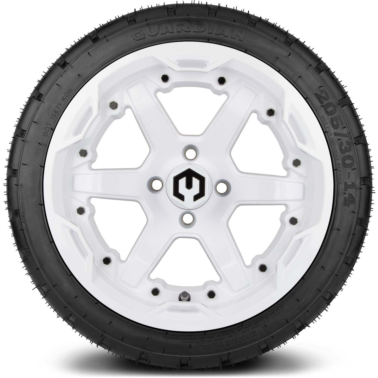 MODZ® 14" Gladiator Glossy White Wheels and Street Tires Combo