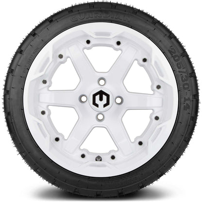 MODZ® 14" Gladiator Glossy White Wheels and Street Tires Combo