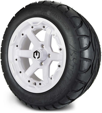 MODZ® 14" Gladiator Glossy White Wheels and Street Tires Combo