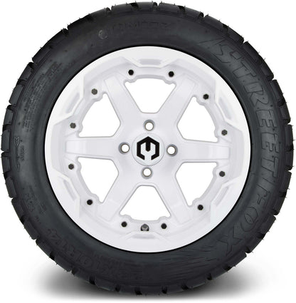 MODZ® 14" Gladiator Glossy White Wheels and Street Tires Combo