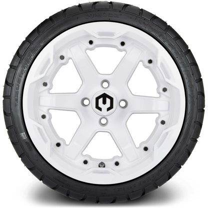 MODZ® 14" Gladiator Glossy White Wheels and Street Tires Combo