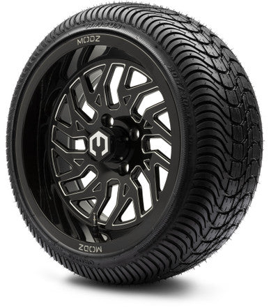 MODZ® 14" Carnage Glossy Black with Ball Mill Wheels & Street Tires Combo