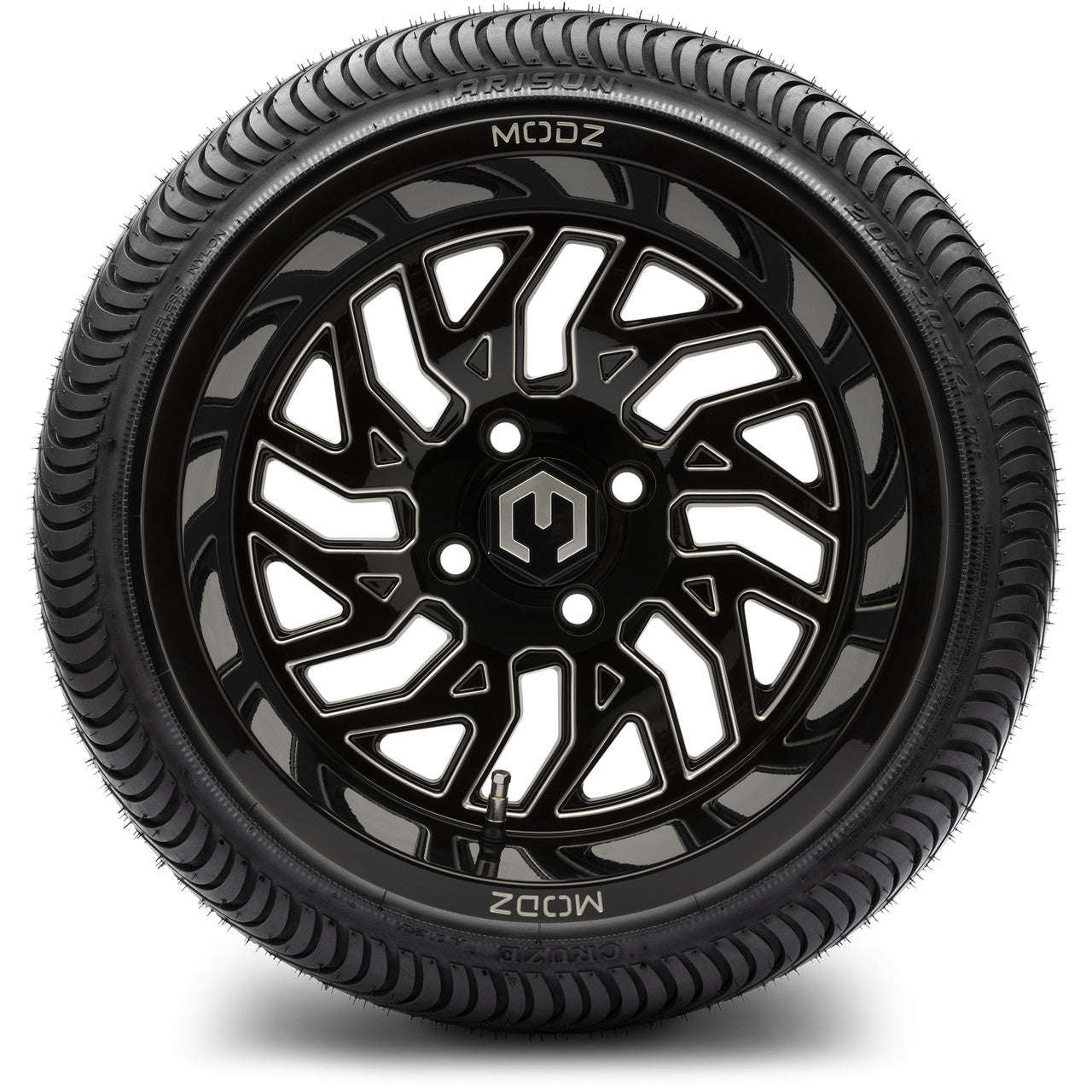 MODZ® 14" Carnage Glossy Black with Ball Mill Wheels & Street Tires Combo