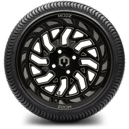MODZ® 14" Carnage Glossy Black with Ball Mill Wheels & Street Tires Combo