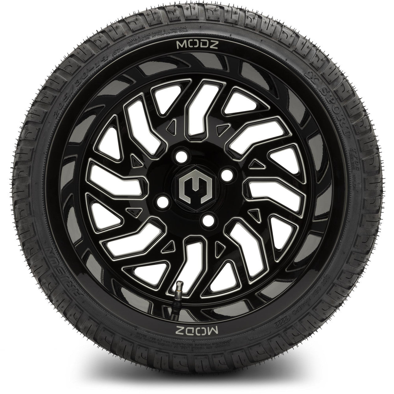 MODZ® 14" Carnage Glossy Black with Ball Mill Wheels & Street Tires Combo