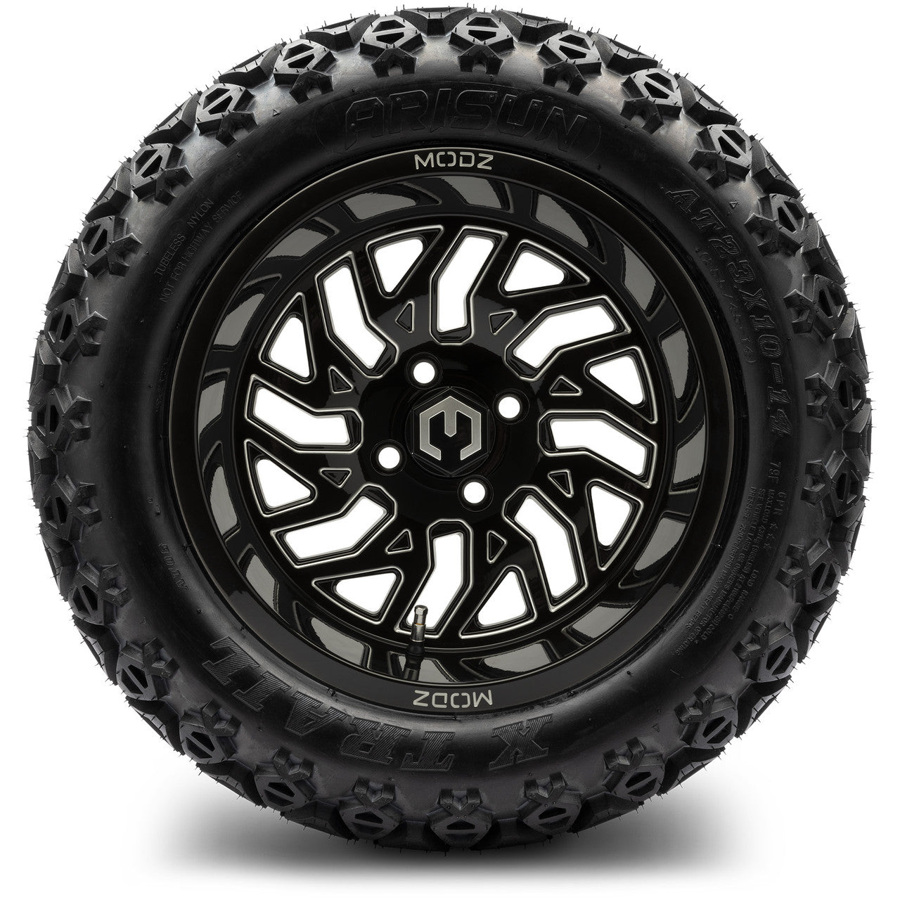 MODZ® 14" Carnage Glossy Black with Ball Mill Wheels & Off-Road Tires Combo