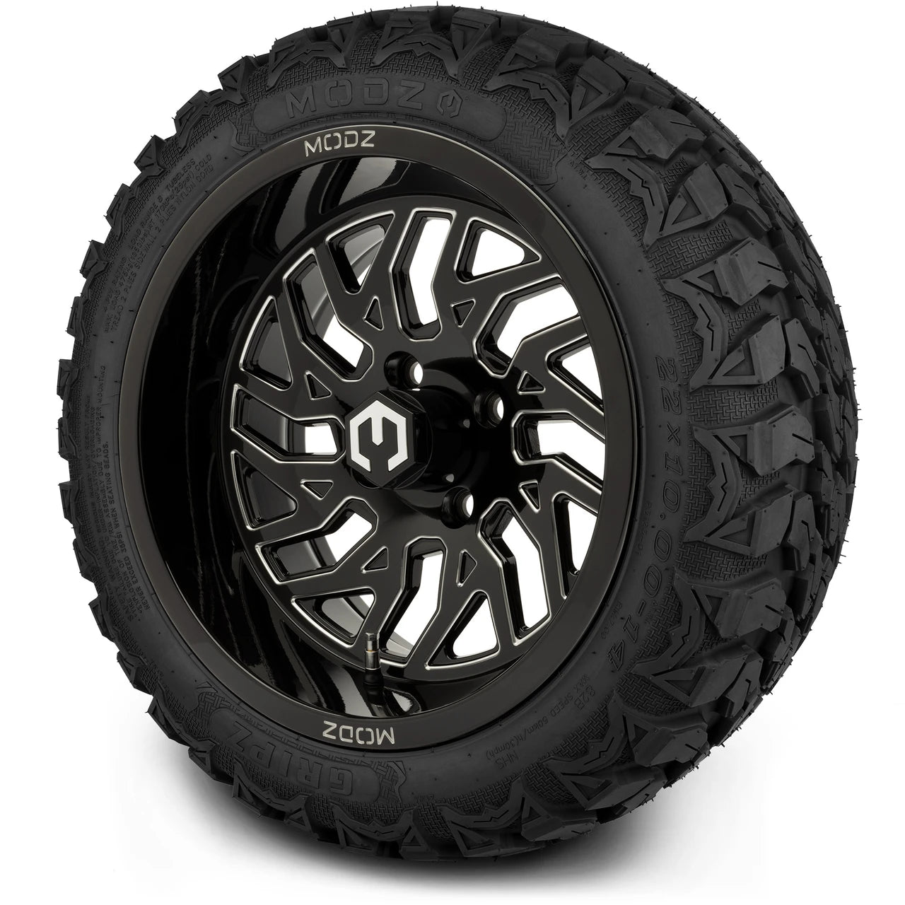 MODZ® 14" Carnage Glossy Black with Ball Mill Wheels & Off-Road Tires Combo