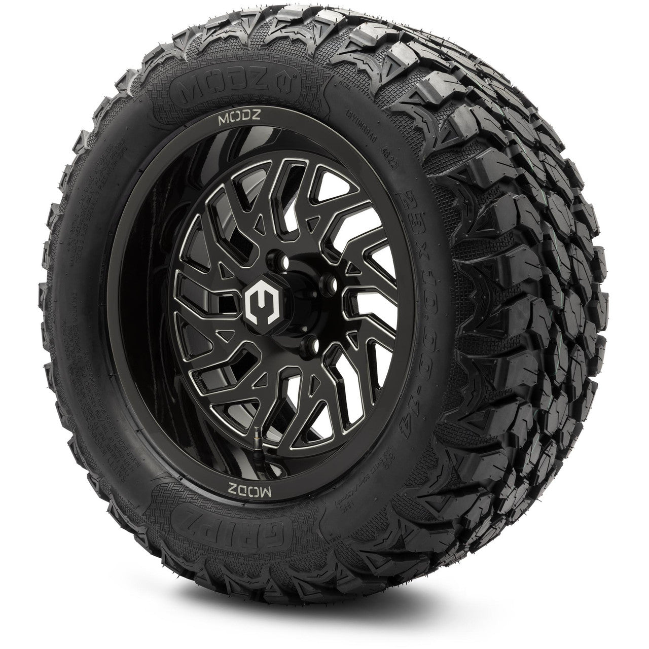 MODZ® 14" Carnage Glossy Black with Ball Mill Wheels & Off-Road Tires Combo