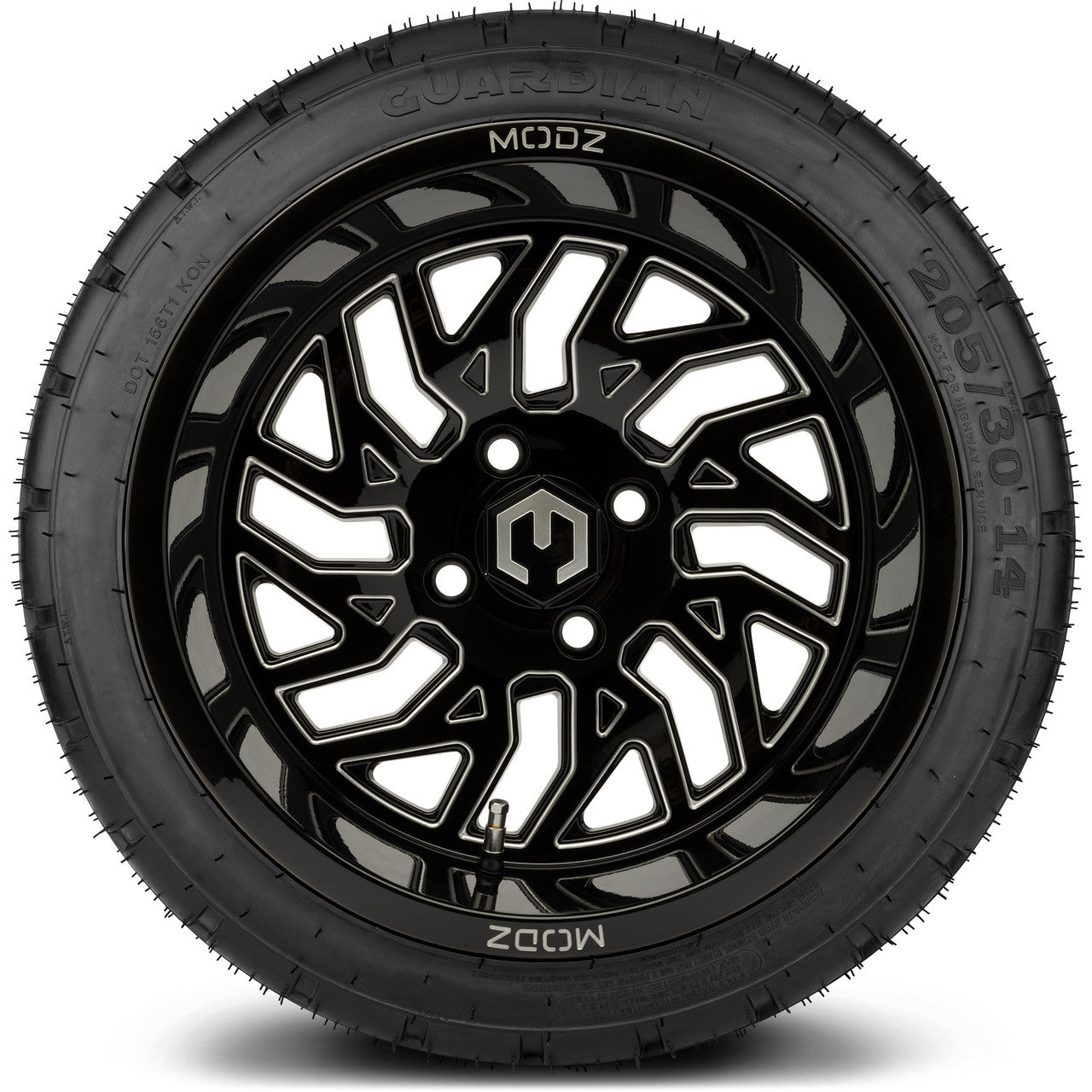 MODZ® 14" Carnage Glossy Black with Ball Mill Wheels & Street Tires Combo