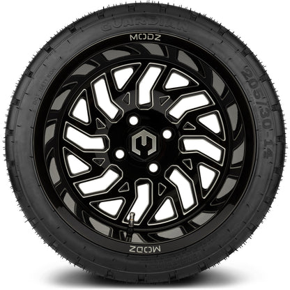 MODZ® 14" Carnage Glossy Black with Ball Mill Wheels & Street Tires Combo