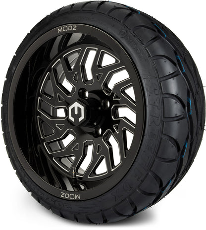 MODZ® 14" Carnage Glossy Black with Ball Mill Wheels & Street Tires Combo