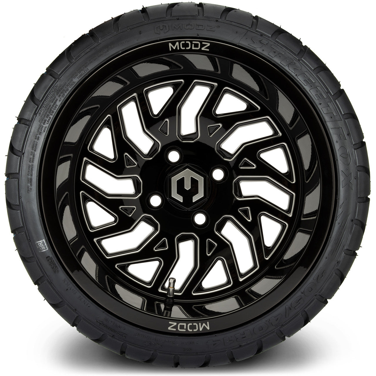 MODZ® 14" Carnage Glossy Black with Ball Mill Wheels & Street Tires Combo